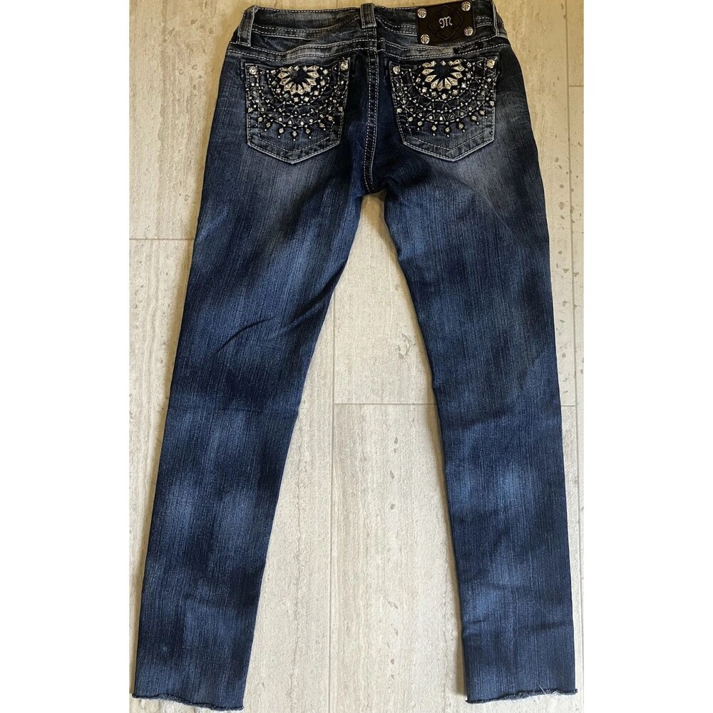 Miss Me Jeans Slim Signature Rise Sz 28 Embellished Rhinestone Boho, Cowgirl